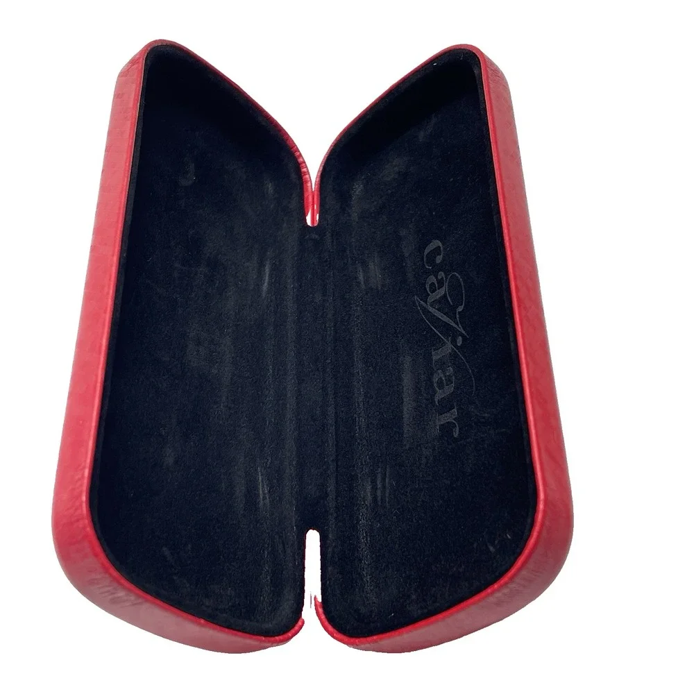 Caviar Faux Leather Eyeglasses Red Clamshell Hard Case Only No Glasses‎